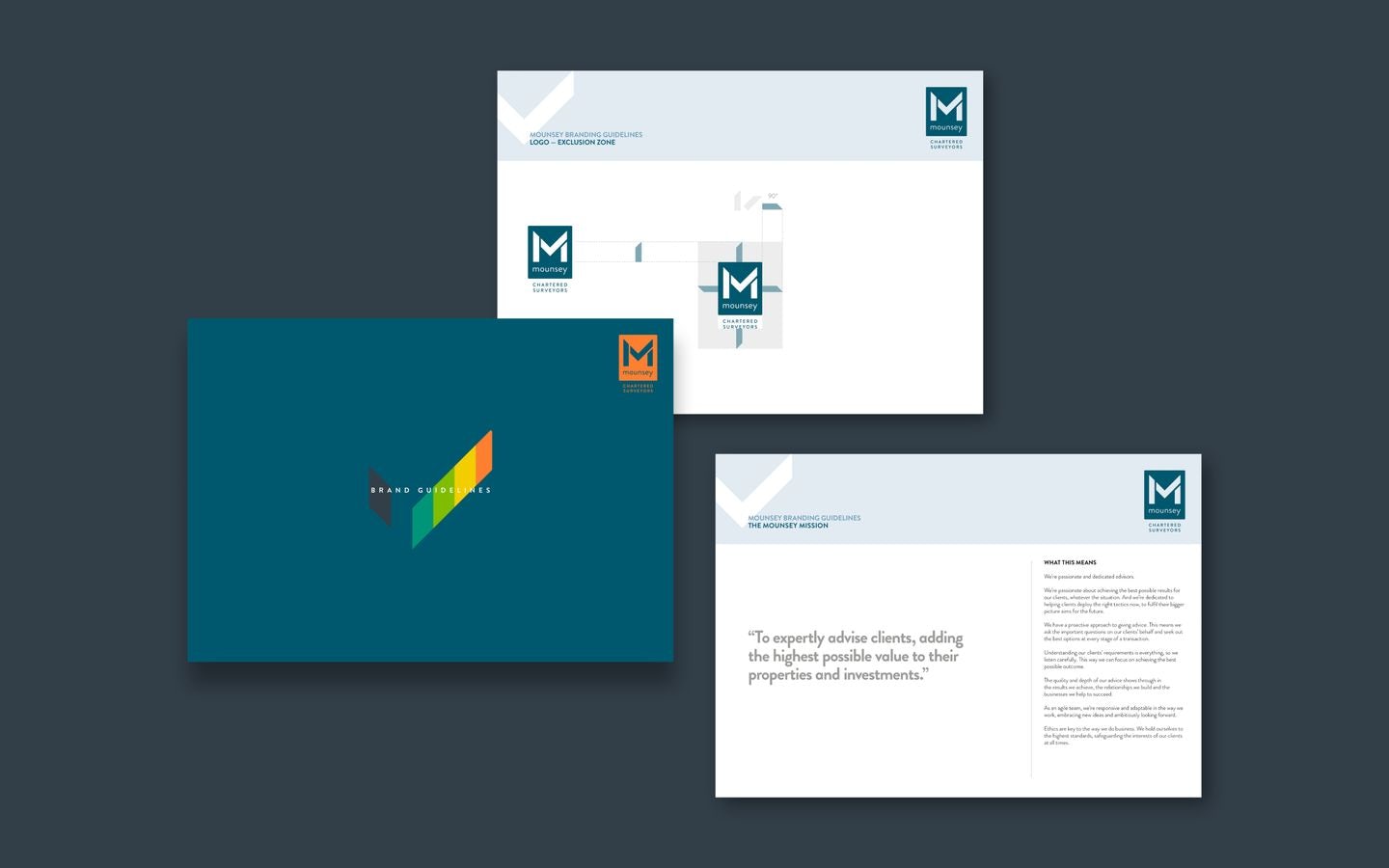 Collection of Brand Guidelines images for Mounsey Chartered Surveyors