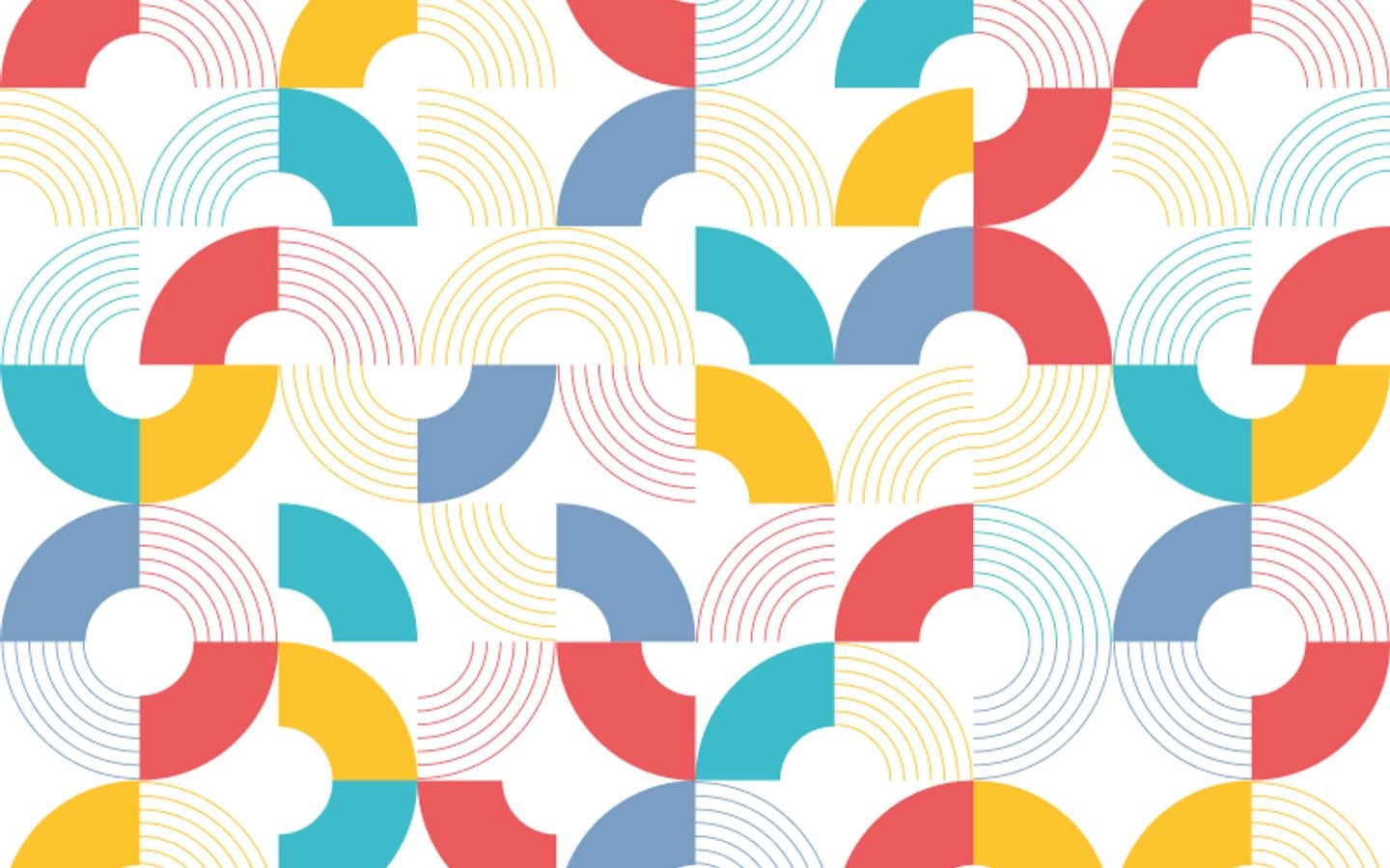 Repeating circular pattern assets using Newcastle Common brand colours.