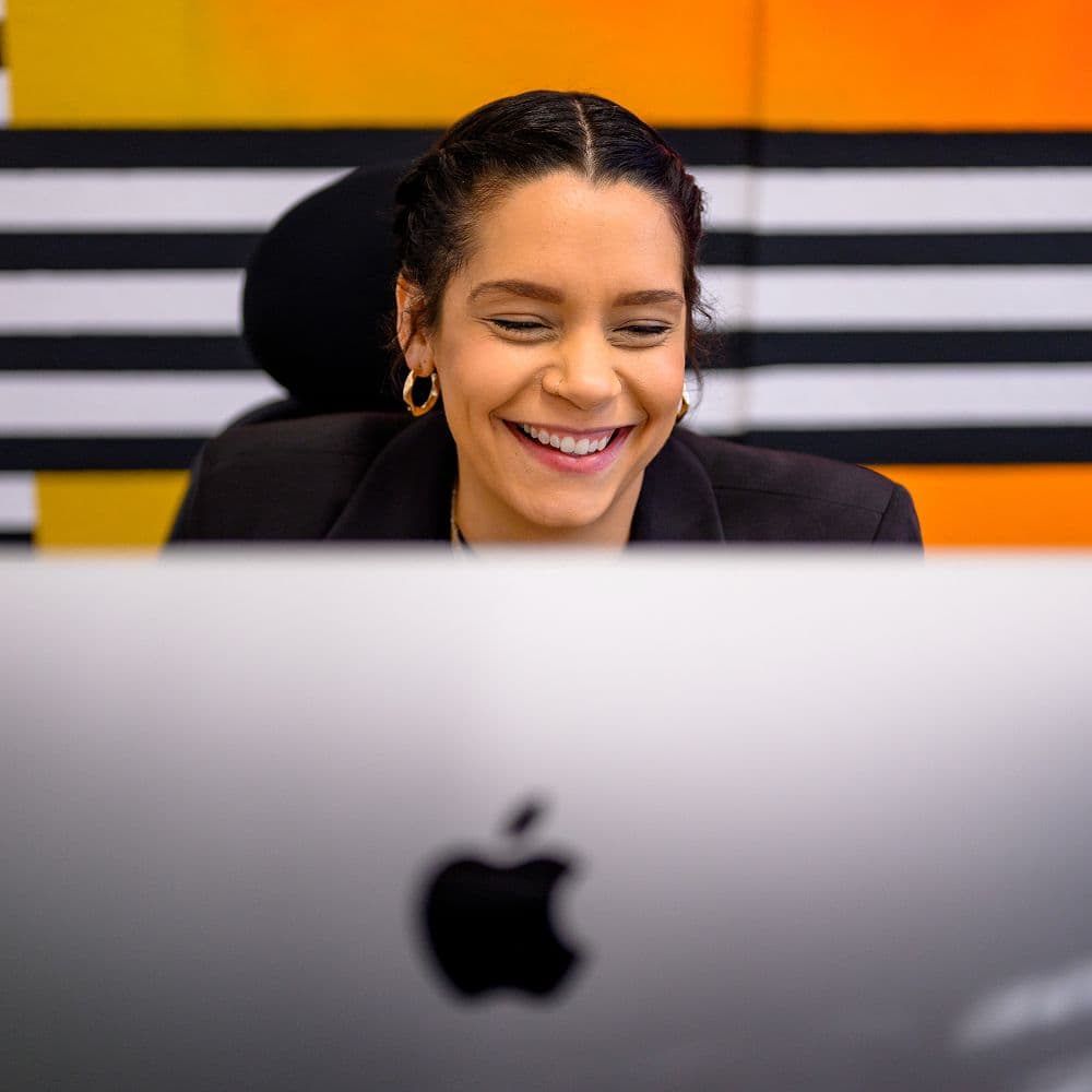 photo of sylvie at computer
